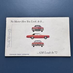 1972 General Motors GM Shareholders Brochure includes Specs/Pricing